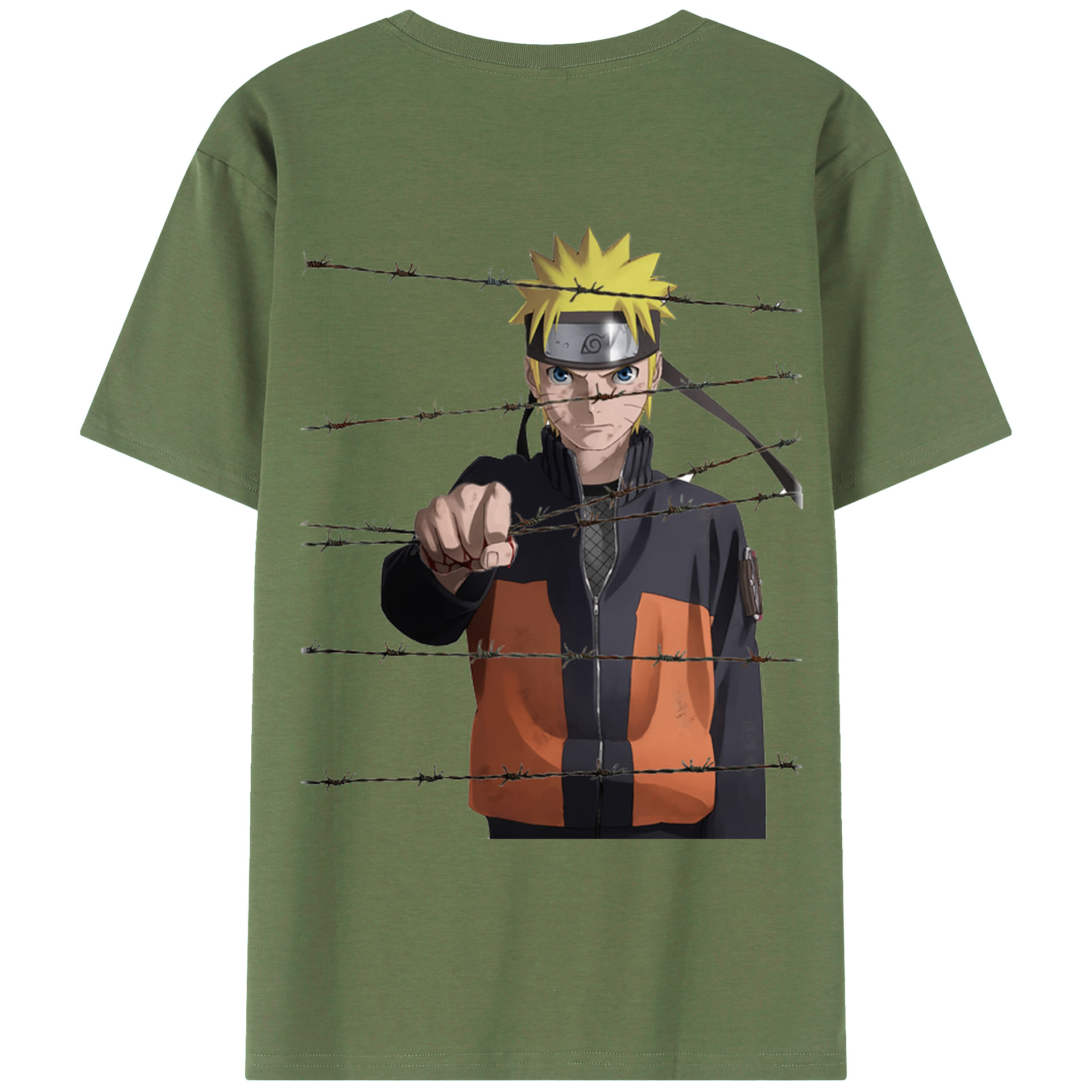 （画像用） NARUTO -ナルト- うずまき ナルト Uzumaki Naruto 綿100％ メンズ半袖Tシャツ（バックプリント） 通気性